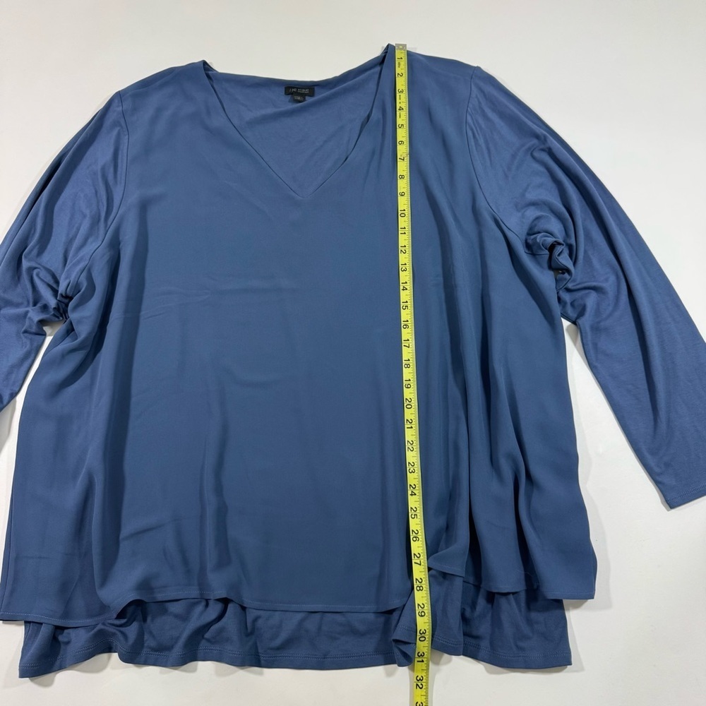 J Jill Wearever Collection Long Sleeve Jersey Chiffon Layered Top Blue - Picture 5 of 6